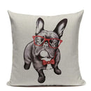 Animal Dog Cushion Cover French Bulldog Pug Pillowcase Woven Linen Decor Home Axyaa