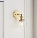 Axyaa Copper Glass Wall Lamp Vintage Bedroom Bathroom Mirror Light Nordic Edison Wall Sconce