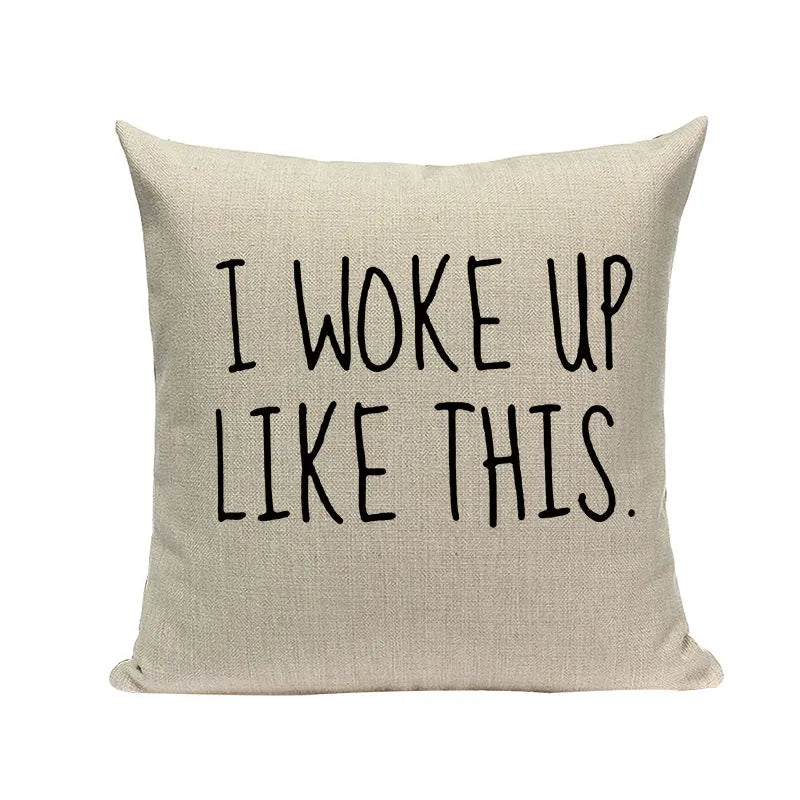 Axyaa Spring Letter Pillow Cover - Black & White Decorative Cushion