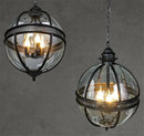 Axyaa Vintage Loft Globe Pendant Lights with Wrought Iron Glass Shade