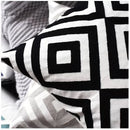 Embroidered Geometric Cushion Cover Grey Black Blue Axyaa Pillowcase Square 45x45cm