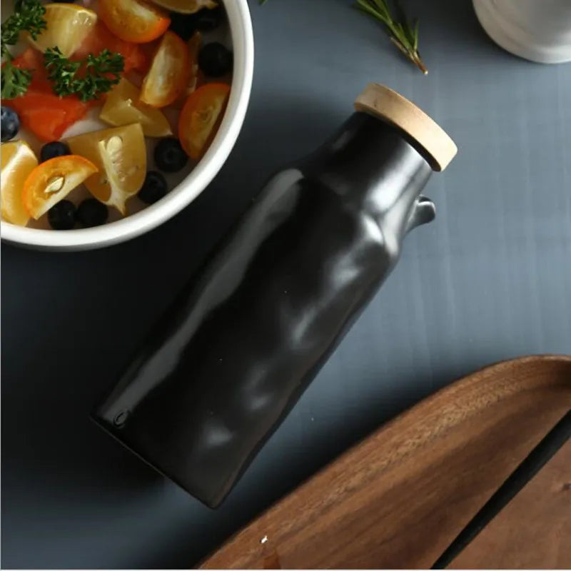 Axya™ Ceramic Seasoning Can with Wood Lid - Kitchen Storage Tools