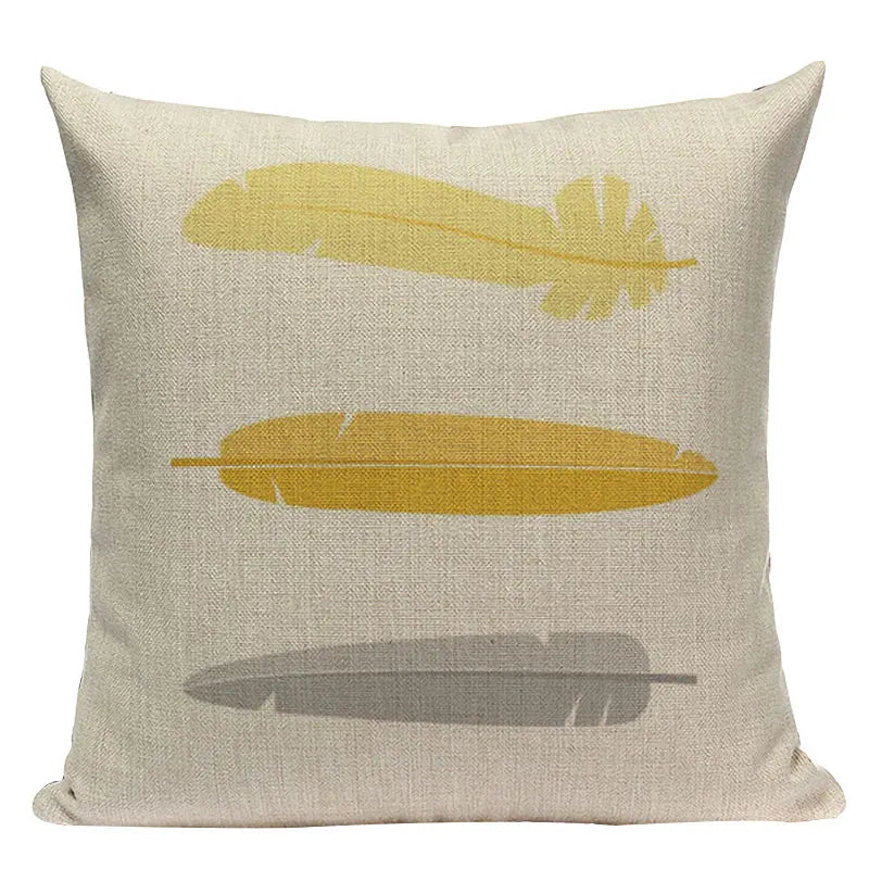 Nordic Geometric Deer Cushion Cover - Axyaa Yellow Heart Throw Pillow Case