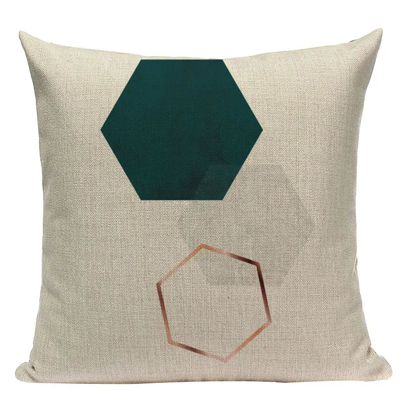 Axyaa Farmhouse Geometric Cushion Covers in Green and White