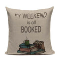 Axyaa Custom Linen Pillowcase for Home Sofa Decor - Cat Happy Reading Book Cover