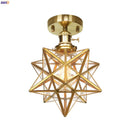 Axyaa Nordic Retro Vintage Glass Copper Ceiling Light