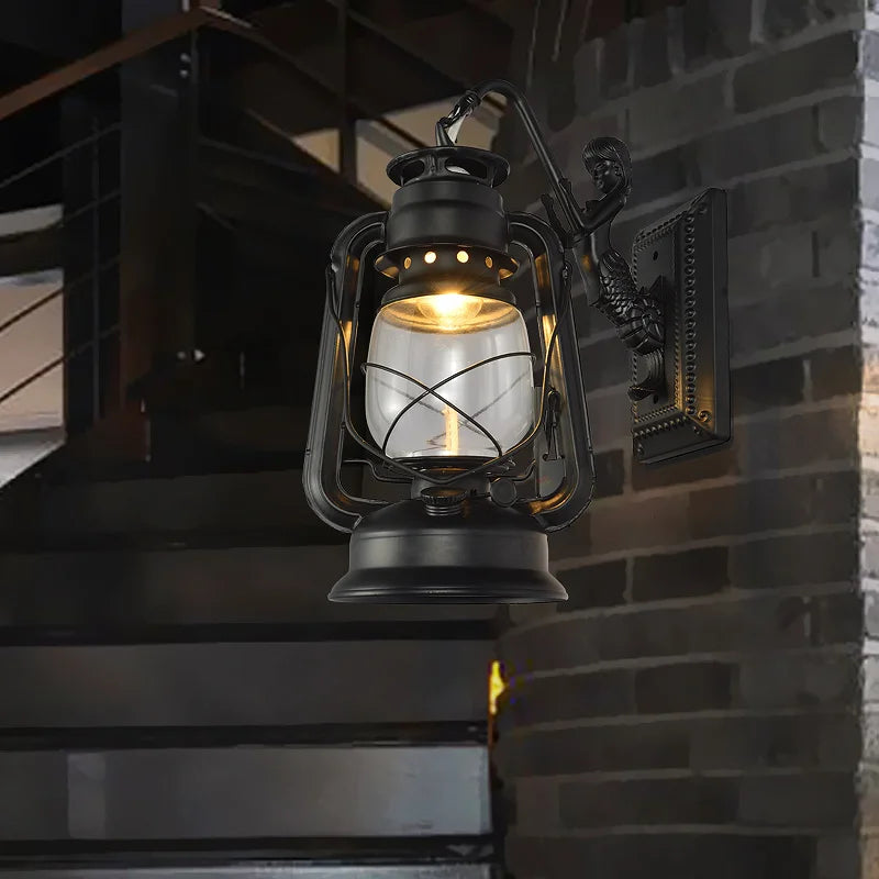 Axyaa Barn Lantern Wall Lamp with Glass Shade for Bedroom and Restaurant