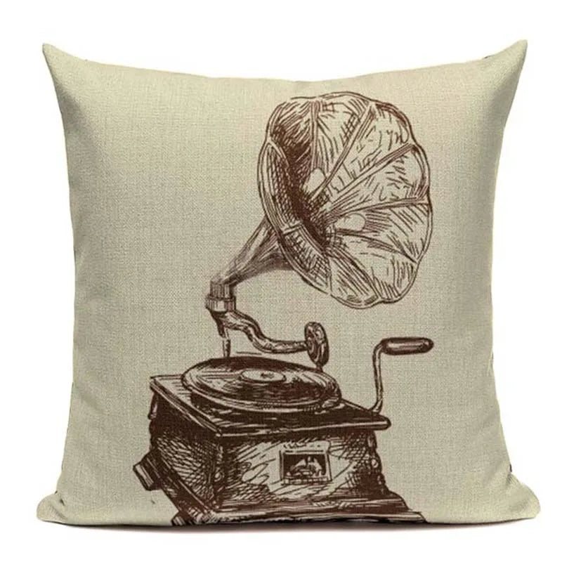 Axyaa Music Series High Quality Cotton Linen Cushion Cover Pillow Case