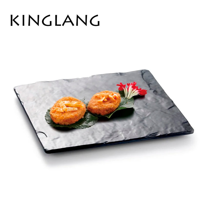 Axya™ Melamine Black Long Plate & Serving Tray for Buffet, Sushi, Cake Display