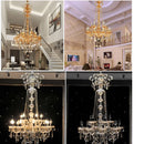 Axyaa Luxury Crystal Chandelier 15 Arms Gold/Silver 150cm Height