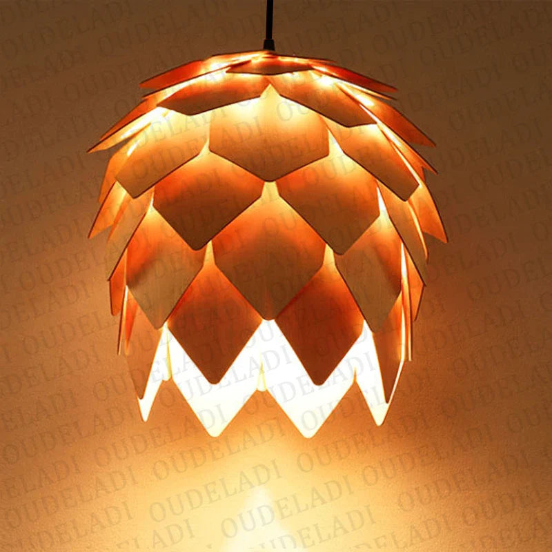 Axya Oak Pine Cone Pendant Lights Handmade Smart Puzzle Fixtures for Modern Art