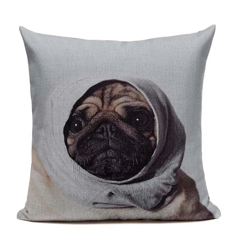 Axyaa Pug Dog Square Cushion Cover 45x45cm Home Decor