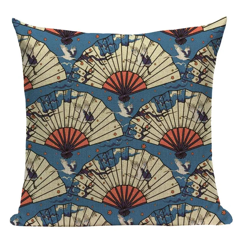 Axyaa Ukiyo Style Fuji Mountain Throw Pillow Cover