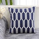 Axyaa Geometric Embroidered Cushion Cover in Grey, Yellow & Blue Canvas Cotton