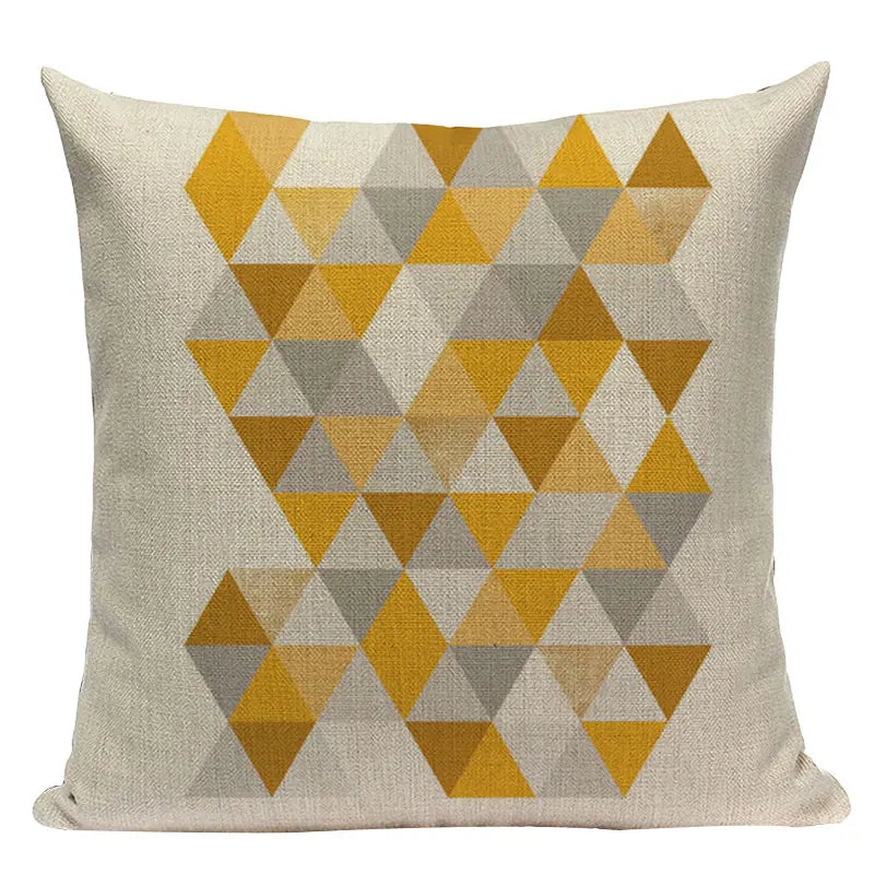 Nordic Geometric Deer Cushion Cover - Axyaa Yellow Heart Throw Pillow Case