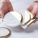 Axya Gold Marble Ceramic Coaster Set - Round Table Mat for Coffee & Tea Cups