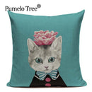 Colorful Cat Fashion Show Cushion Cover - Axyaa Home Decor
