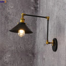 Axyaa Loft Industrial Wall Light Black Swing Arm Vintage LED Edison Wall Lamp