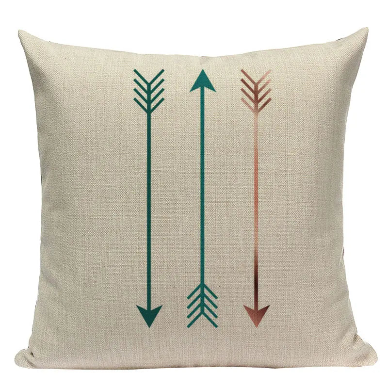 Axyaa Farmhouse Geometric Cushion Covers in Green and White