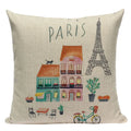 Axyaa London Bridge Paris Eiffel Tower Decorative Printed Throw Pillows