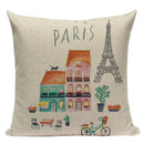 Axyaa London Bridge Paris Eiffel Tower Decorative Printed Throw Pillows