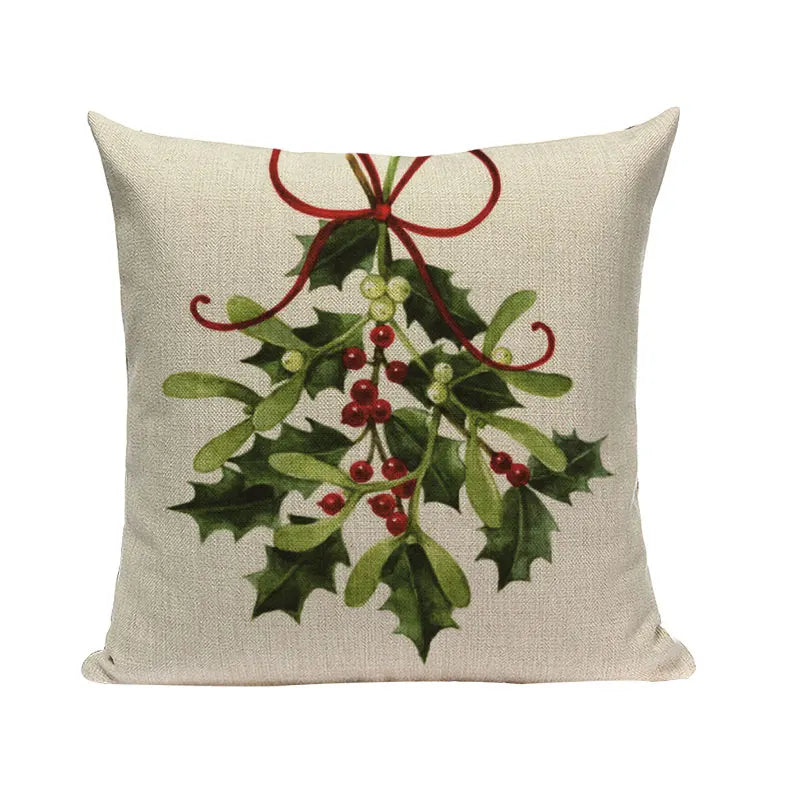 Axyaa Christmas Santa Claus Cushion Cover 45X45cm Deer Pillow Cases Kids Gift