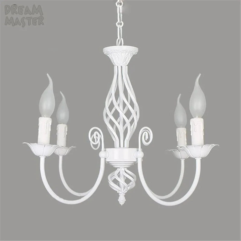 Axyaa Modern 8-Light White Iron Chandelier with LED Bulbs, European Style Living Room Lamps