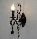 Axyaa Black Wrought Iron Crystal Wall Lamp - Classic Vintage Wall Light