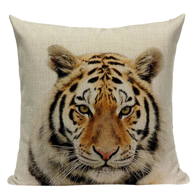 Axyaa Animal Series Cushion Cover: Tiger Elephant Monkey Pillow Cover Home Decor