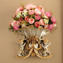 Axyaa Double Angel Vase Wall Hanging with Artificial Flowers for Home Decor