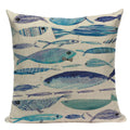 Colorful Fish Pattern Linen Cushion Cover by Axyaa