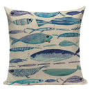 Colorful Fish Pattern Linen Cushion Cover by Axyaa