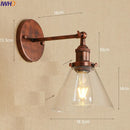 Axyaa Vintage Brass Swing Arm Wall Sconce Glass Industrial Wall Light