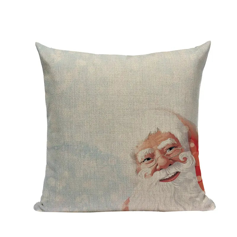 Axyaa Christmas Santa Claus Cushion Cover 45X45cm Deer Pillow Cases Kids Gift