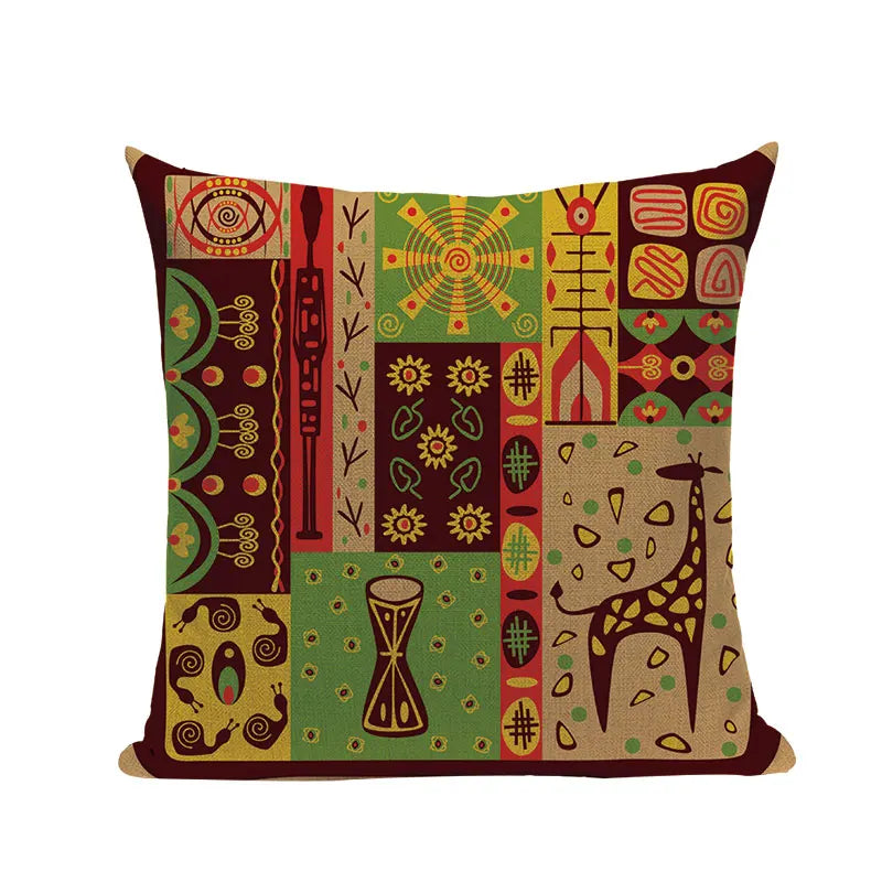Axyaa African Geometric Dance Pillow Cover Ethnic Bedroom Sofa Decor