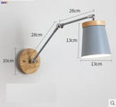 Axyaa Modern Nordic Wooden LED Swing Arm Wall Lamp Fixtures for Living Room & Bathroom
