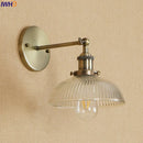 Axyaa Vintage Brass Swing Arm Wall Sconce Glass Industrial Wall Light