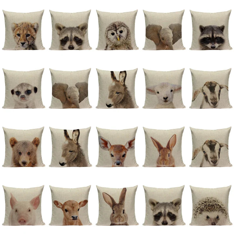 Axyaa Deer Print Cushion Cover 45x45cm Sofa Car Decor Pillow