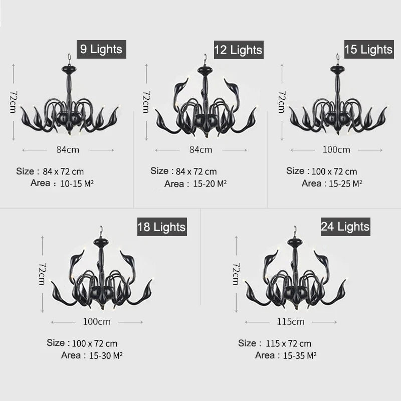 Axyaa Modern Swan Chandelier Nordic LED Lighting for Bedroom and Living Room Decor