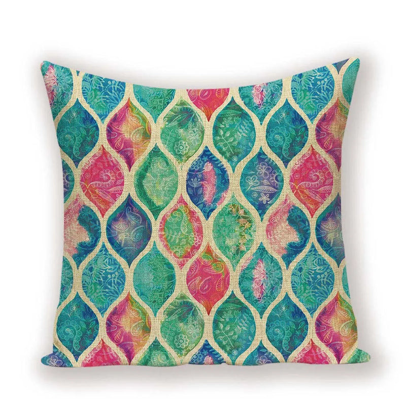 Geometric Linen Cushion Cover for Home Decor - Axyaa's Stylish Throw Pillow Case