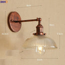 Axyaa Vintage Brass Swing Arm Wall Sconce Glass Industrial Wall Light
