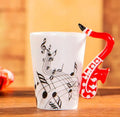 Axyaa Violin Guitar Ceramic Music Mug, Creative Stave Cup with Handle