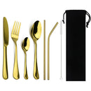 Axyaa Stainless Steel Dinnerware Set - 8-Pcs Black Tableware Cutlery Steak Knife Fork Teaspoon