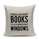 Axyaa Custom Linen Pillowcase for Home Sofa Decor - Cat Happy Reading Book Cover