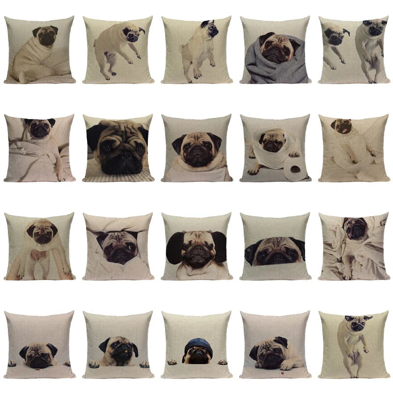 Axyaa Pug Animal Decor Cushion Cover Home Decorative Pillow 45x45cm