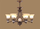 Axyaa Rustic Glass Shade Chandelier - Vintage Metal Hanging Lamp for Living Room