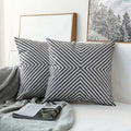 Axyaa Grey Geometric Embroidered Cotton Canvas Pillow Cover 45x45cm