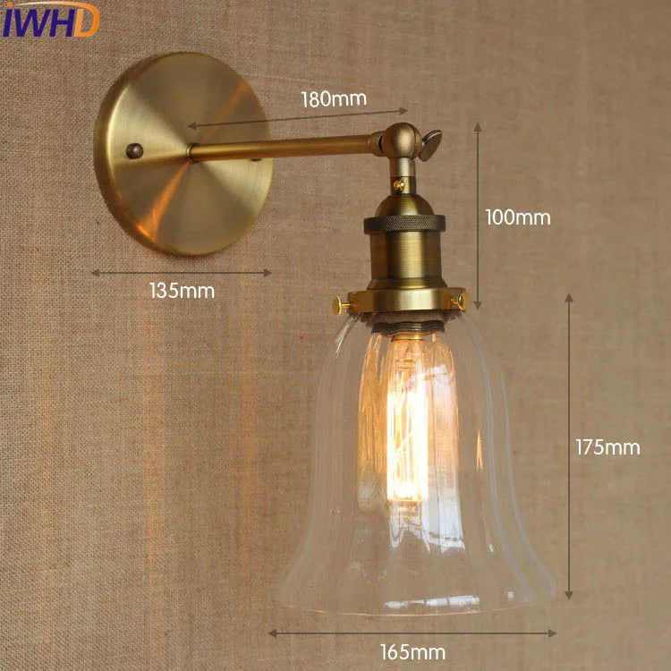 Axyaa Retro Glass Wall Lights - Rustic Loft Industrial Sconce
