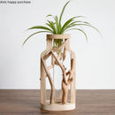 Axya Handcrafted Wooden Vase for Glass Floral Hydroponic Container
