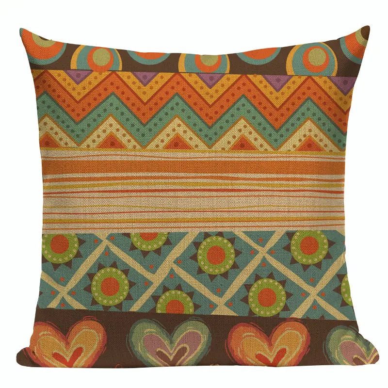 Axyaa Boho Plaid Stripes Pillow Cover 45x45cm Sofa Chair Custom Print Square